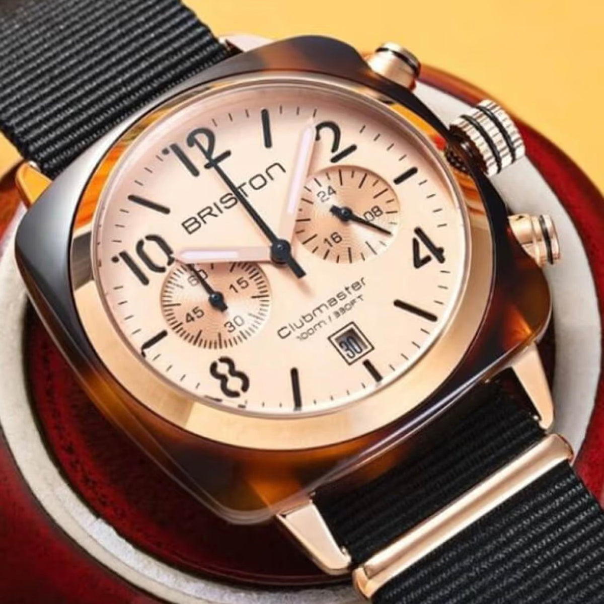 Clubmaster Classic Men Quartz Rose Gold Dial Chronograph Nato Watch 14140.Pra.T.6.Nb