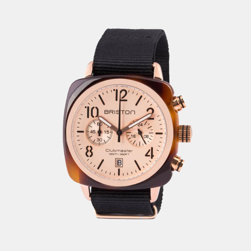 Briston Clubmaster Classic Men Quartz Rose Gold Dial Chronograph Nato Watch 14140.PRA.T.6.NB-1