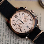 Briston Clubmaster Classic Men Quartz Rose Gold Dial Chronograph Nato Watch 14140.PRA.T.6.NB-2