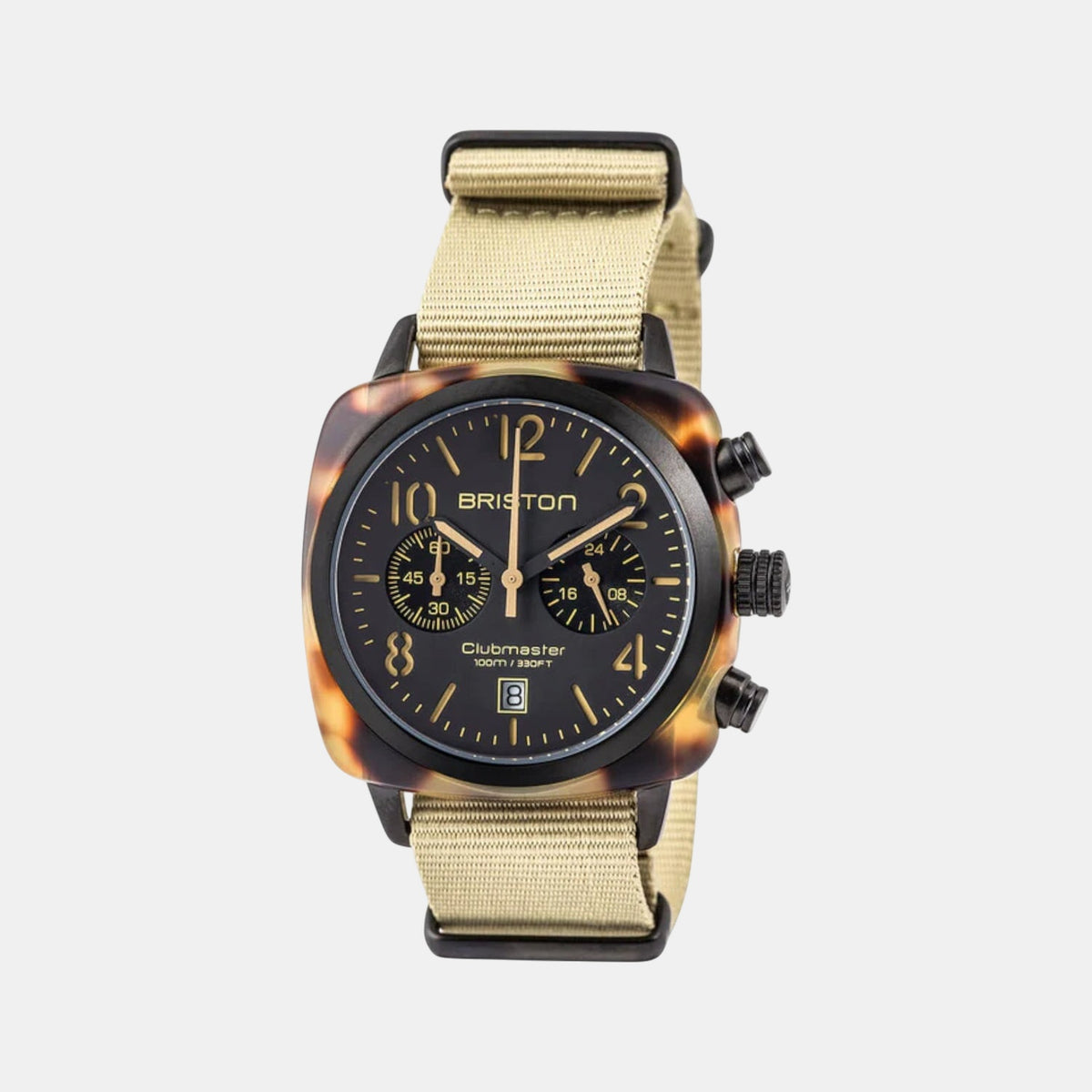 Clubmaster Classic Unisex Quartz Black Dial Chronograph NATO Watch 14140.PBAM.TS.5.NK
