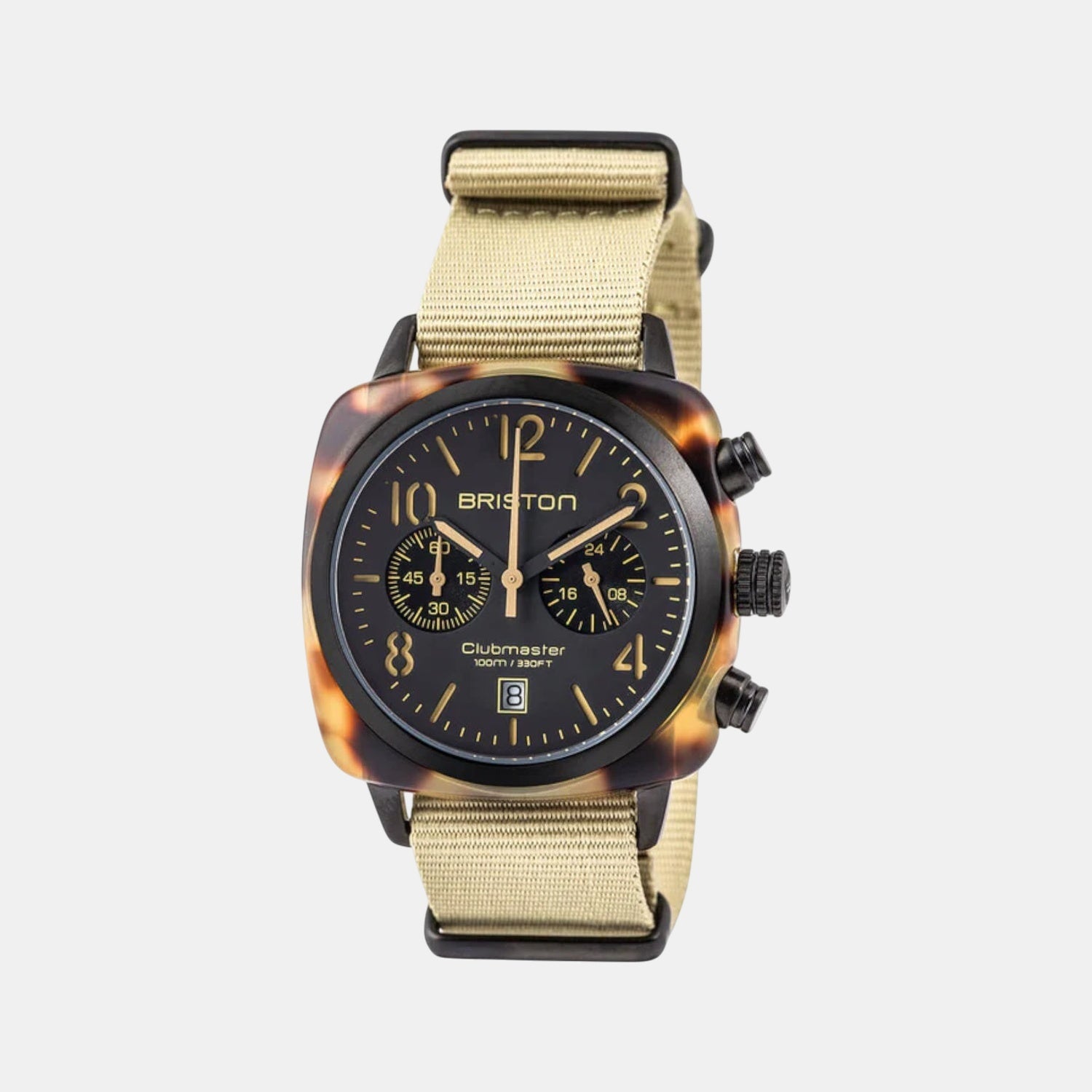 Clubmaster Classic Unisex Quartz Black Matt Dial Chronograph Nato Watch 14140.PBAM.TS.5.NK