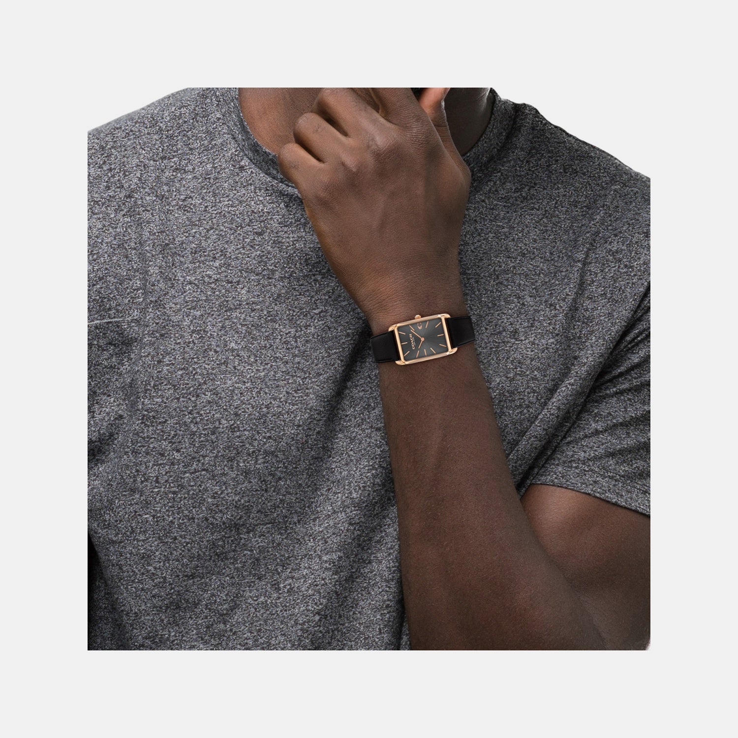 Elliot Unisex Quartz Gunmetal Dial Analog Calfskin Watch 14400041