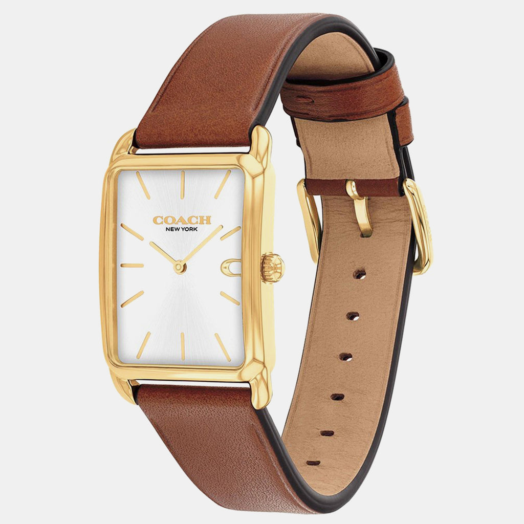 Unisex Quartz Silver Dial Analog Leather Watch 14400044