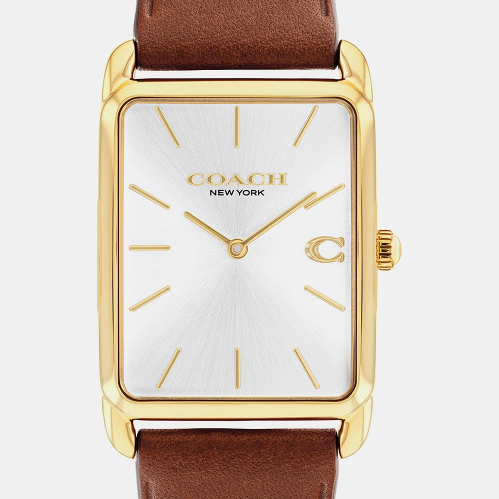 Unisex Quartz Silver Dial Analog Leather Watch 14400044