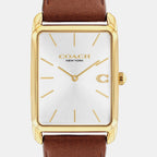 Unisex Quartz Silver Dial Analog Leather Watch 14400044