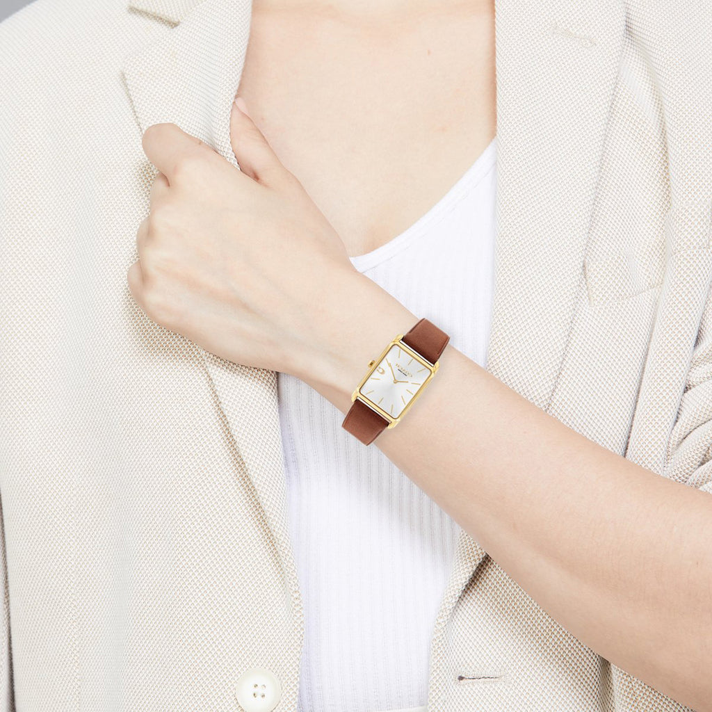 Unisex Quartz Silver Dial Analog Leather Watch 14400044