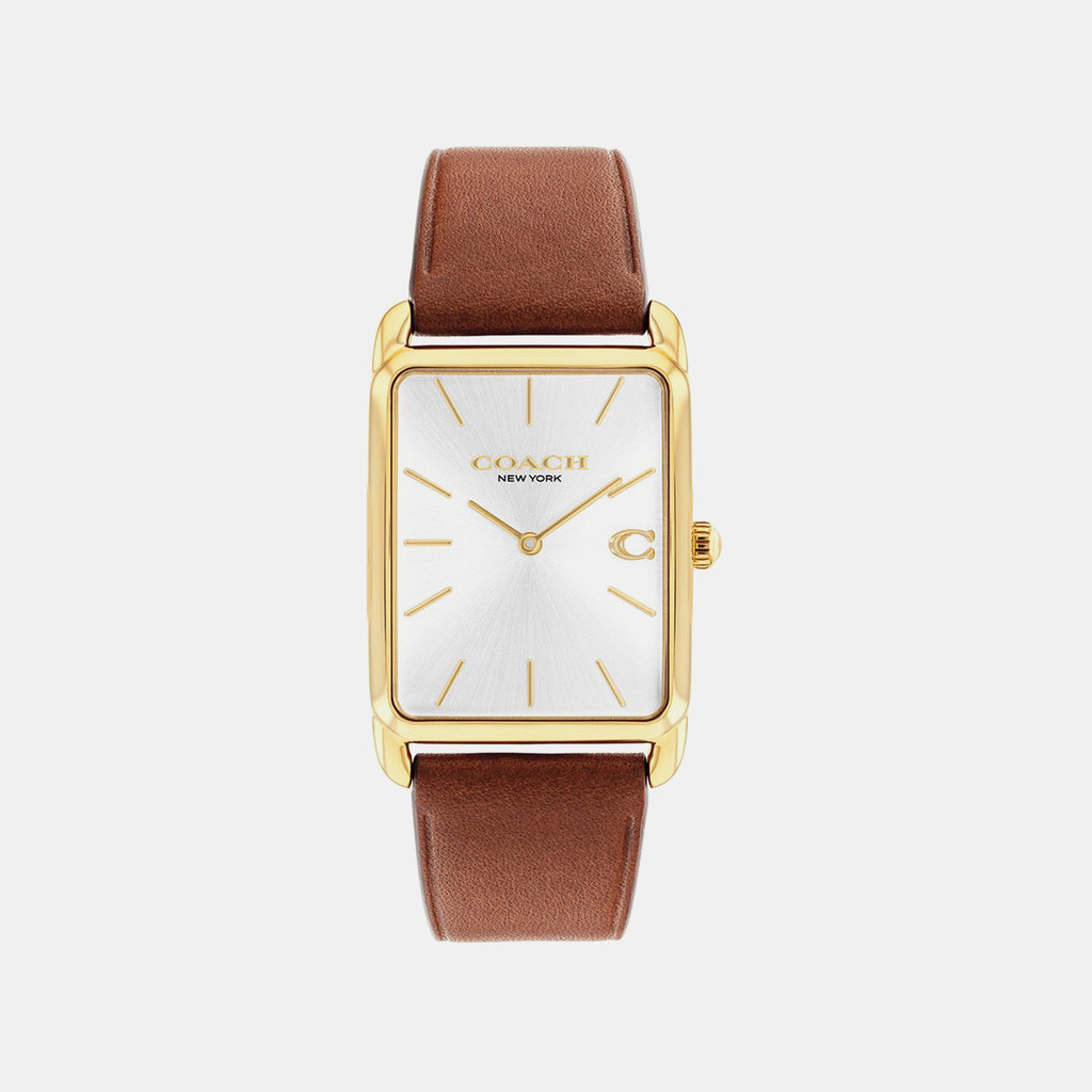 Unisex Quartz Silver Dial Analog Leather Watch 14400044