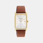 Unisex Quartz Silver Dial Analog Leather Watch 14400044