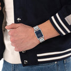 Men Quartz Blue Dial Analog Stainless Steel Watch 14400046