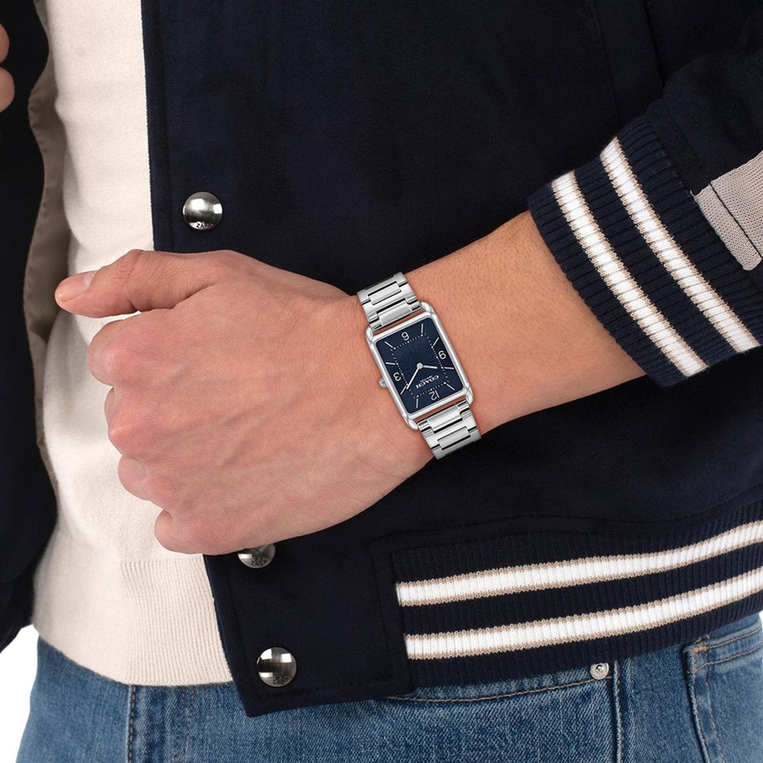 Men Quartz Blue Dial Analog Stainless Steel Watch 14400046