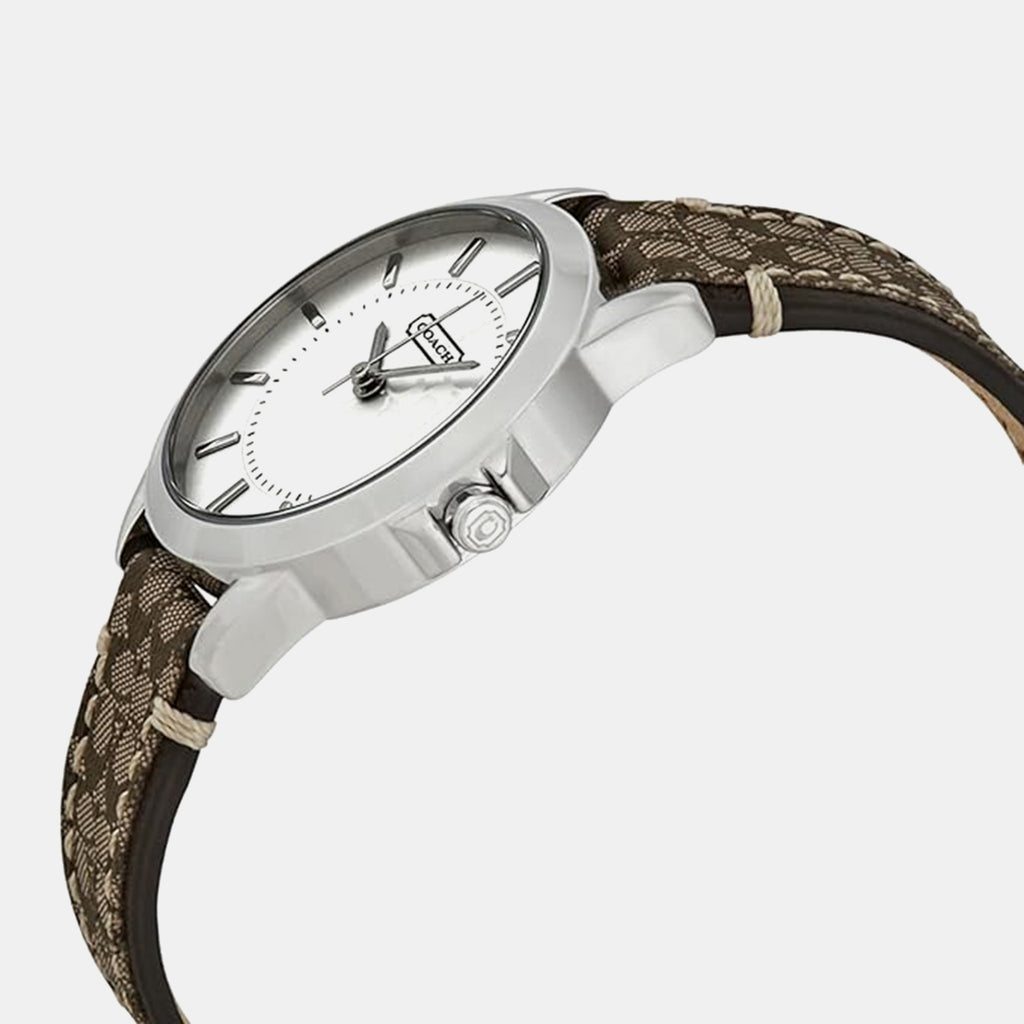 Women Quartz Silver Dial Analog Leather Watch 14501525
