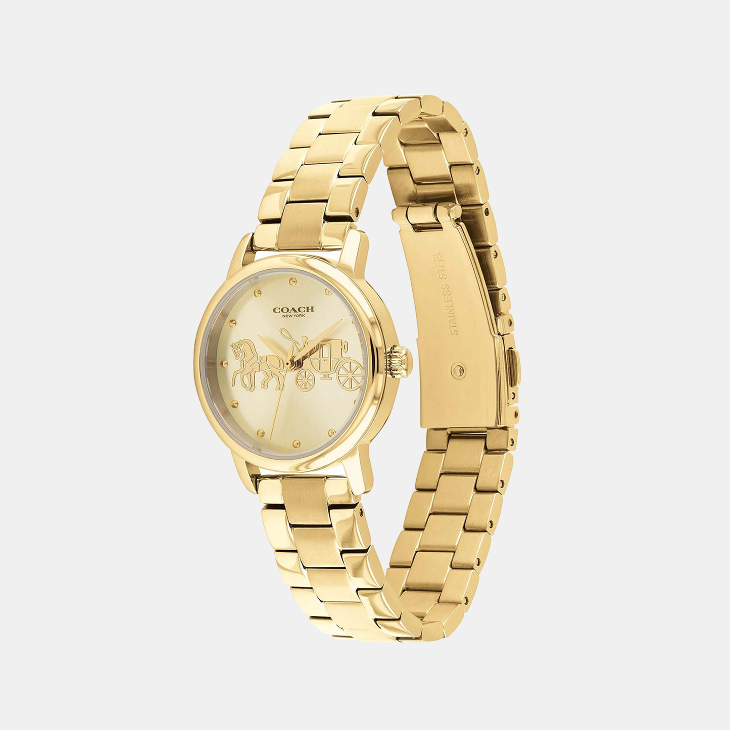 Grand Women Quartz Gold Dial Analog Stainless Steel Watch 14502976