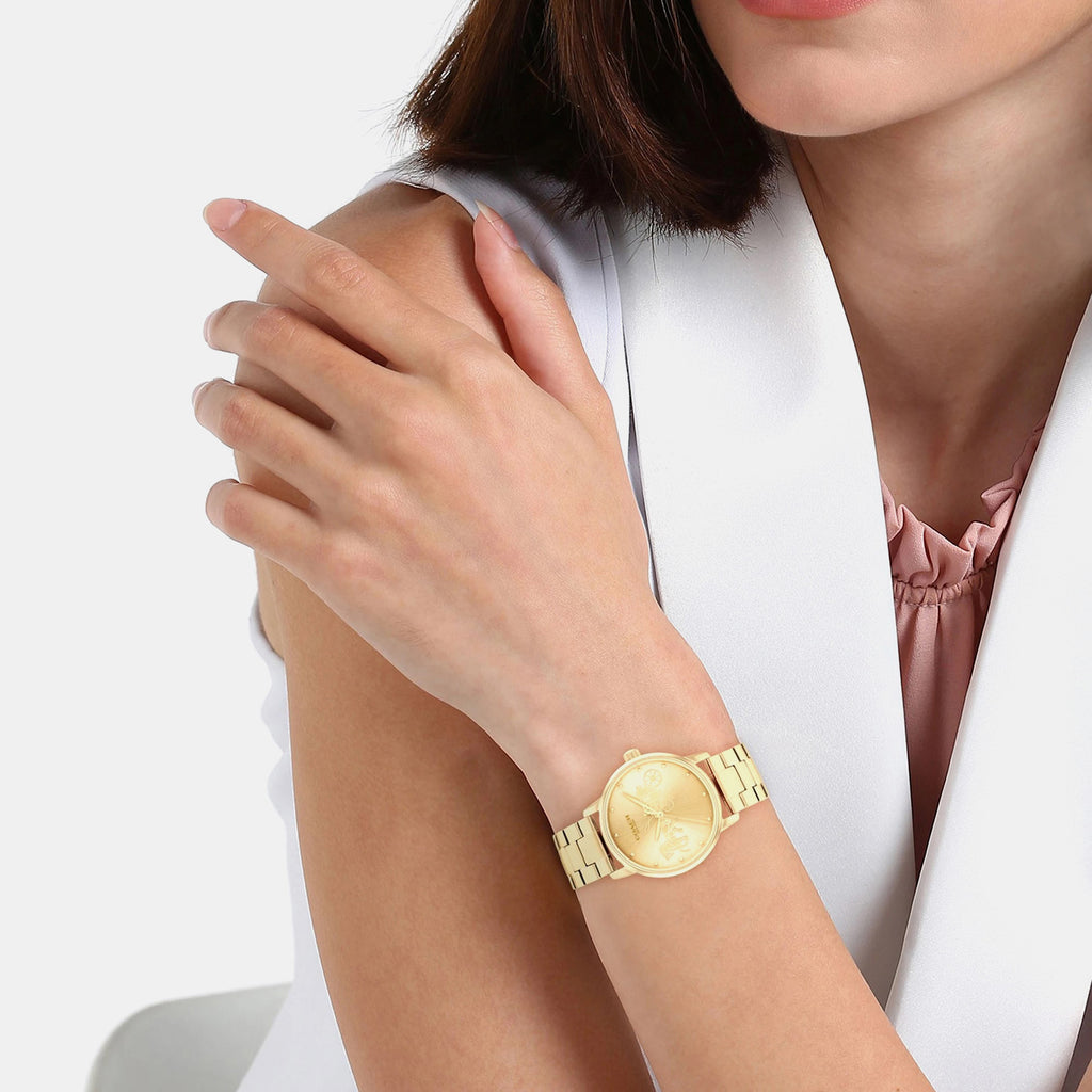 Grand Women Quartz Gold Dial Analog Stainless Steel Watch 14503075