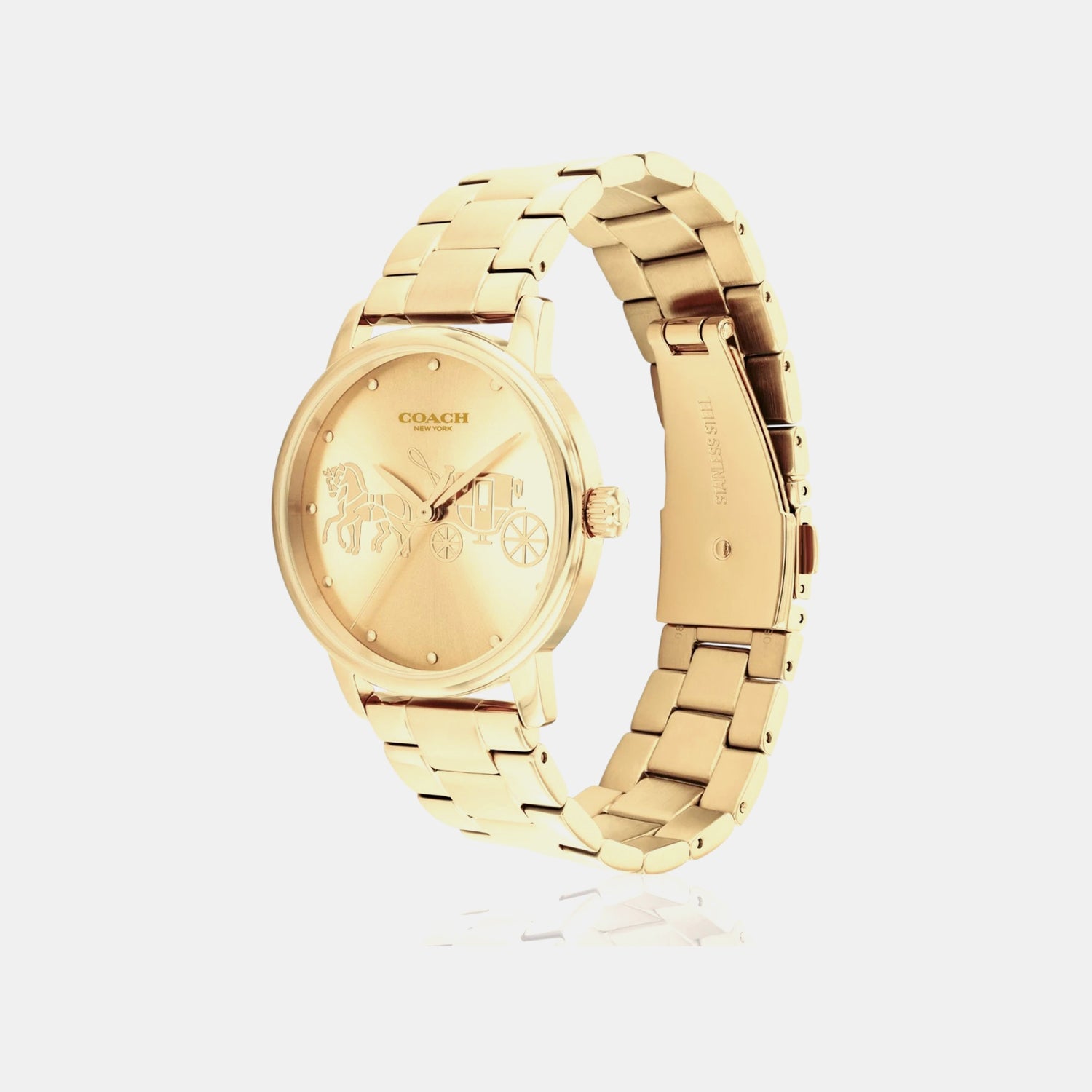 Grand Women Quartz Gold Dial Analog Stainless Steel Watch 14503075