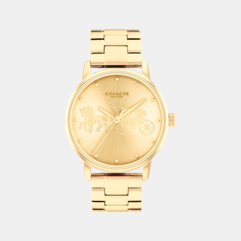 Grand Women Quartz Gold Dial Analog Stainless Steel Watch 14503075
