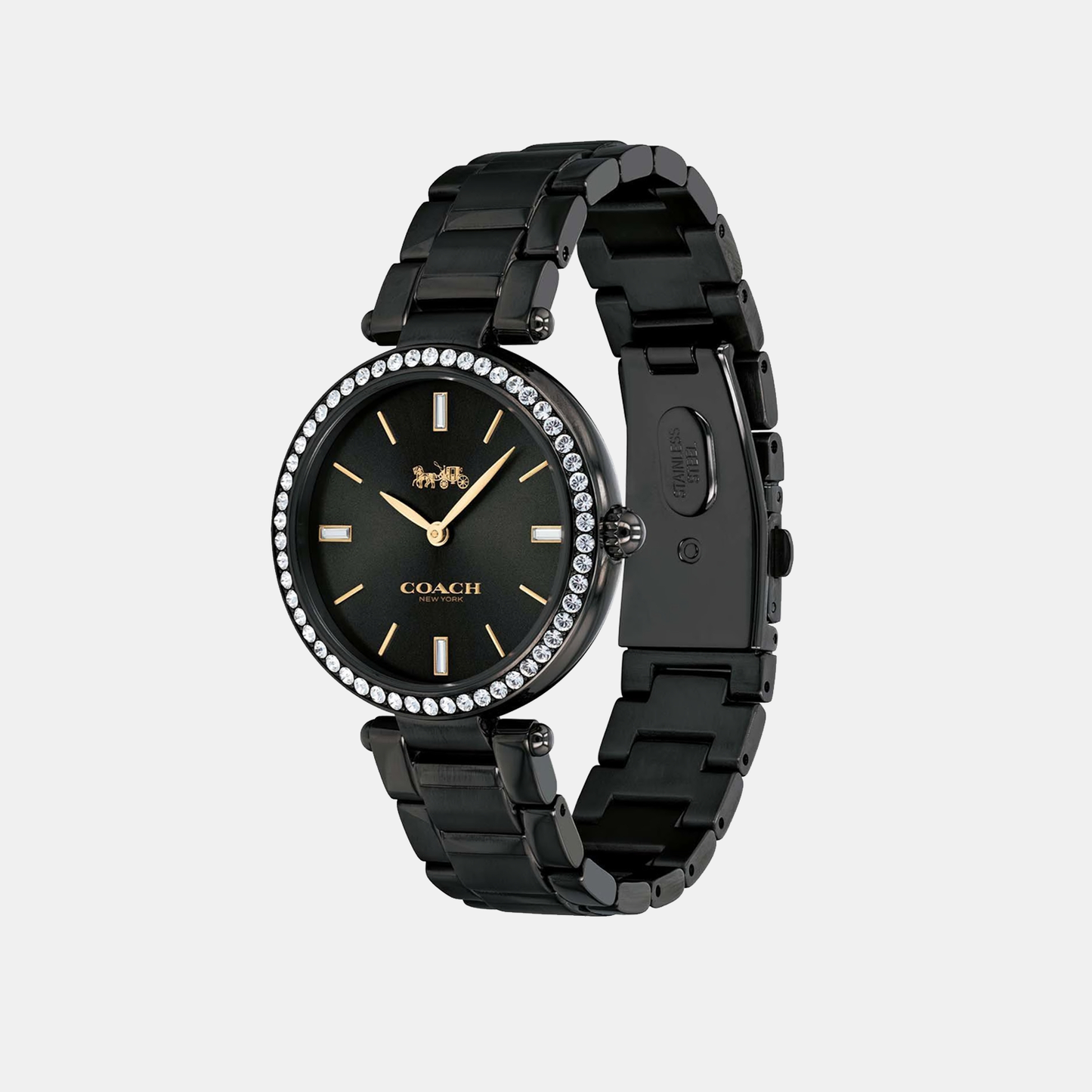 Park Women Quartz Black Dial Analog Stainless Steel Watch 14503421