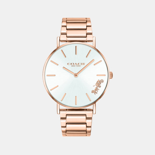 Perry Women Quartz Silver White Dial Analog Stainless Steel Watch 14503576