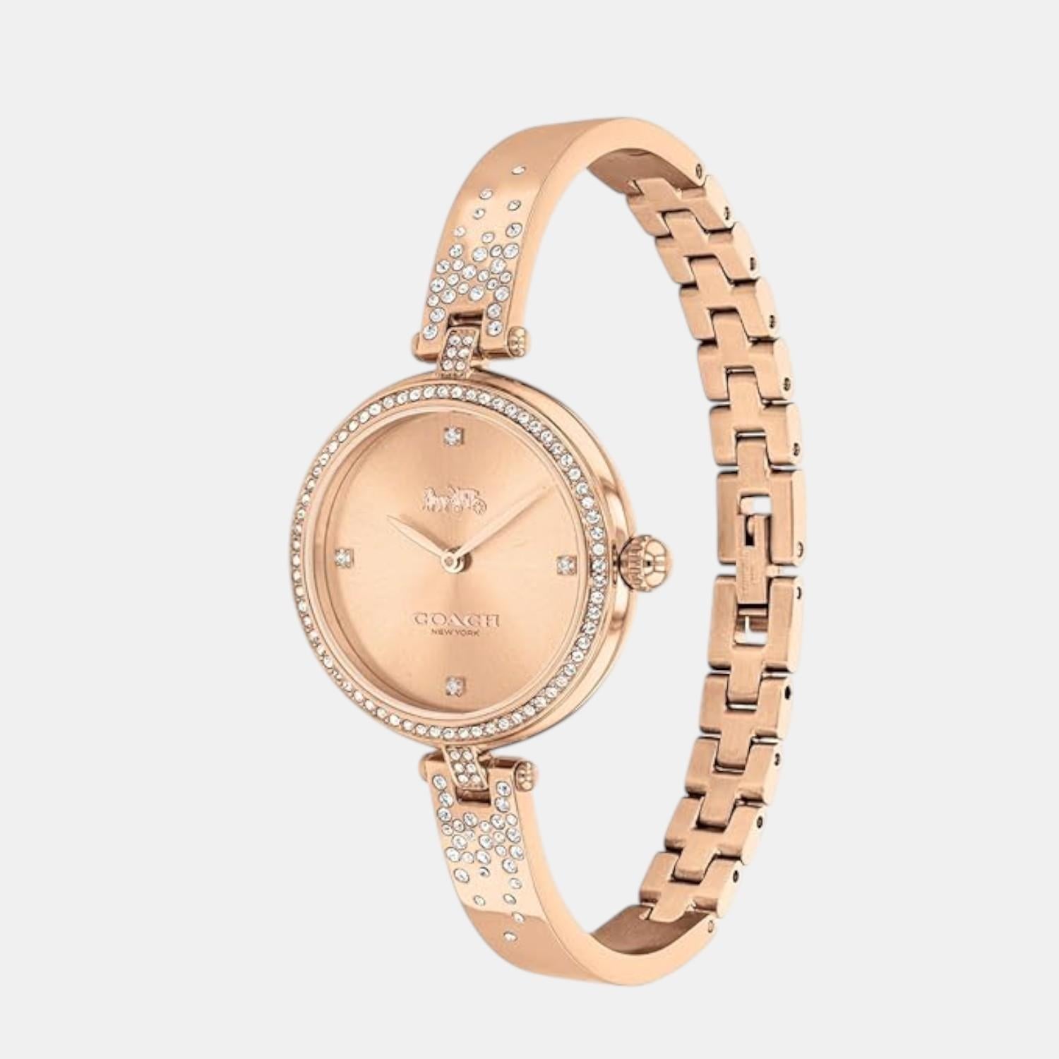 Park Women Quartz Rose Gold Dial Analog Stainless Steel Watch 14503651