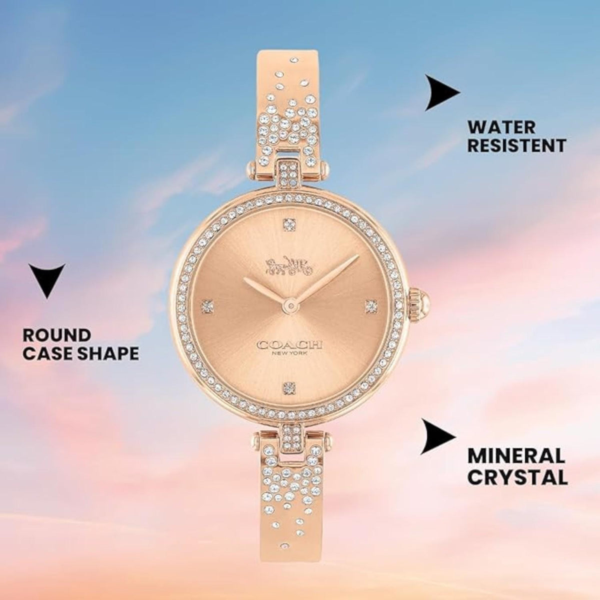 Park Women Quartz Rose Gold Dial Analog Stainless Steel Watch 14503651