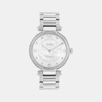 Cary Women Quartz Silver Mother Of Pearl Dial Analog Stainless Steel Watch 14503830