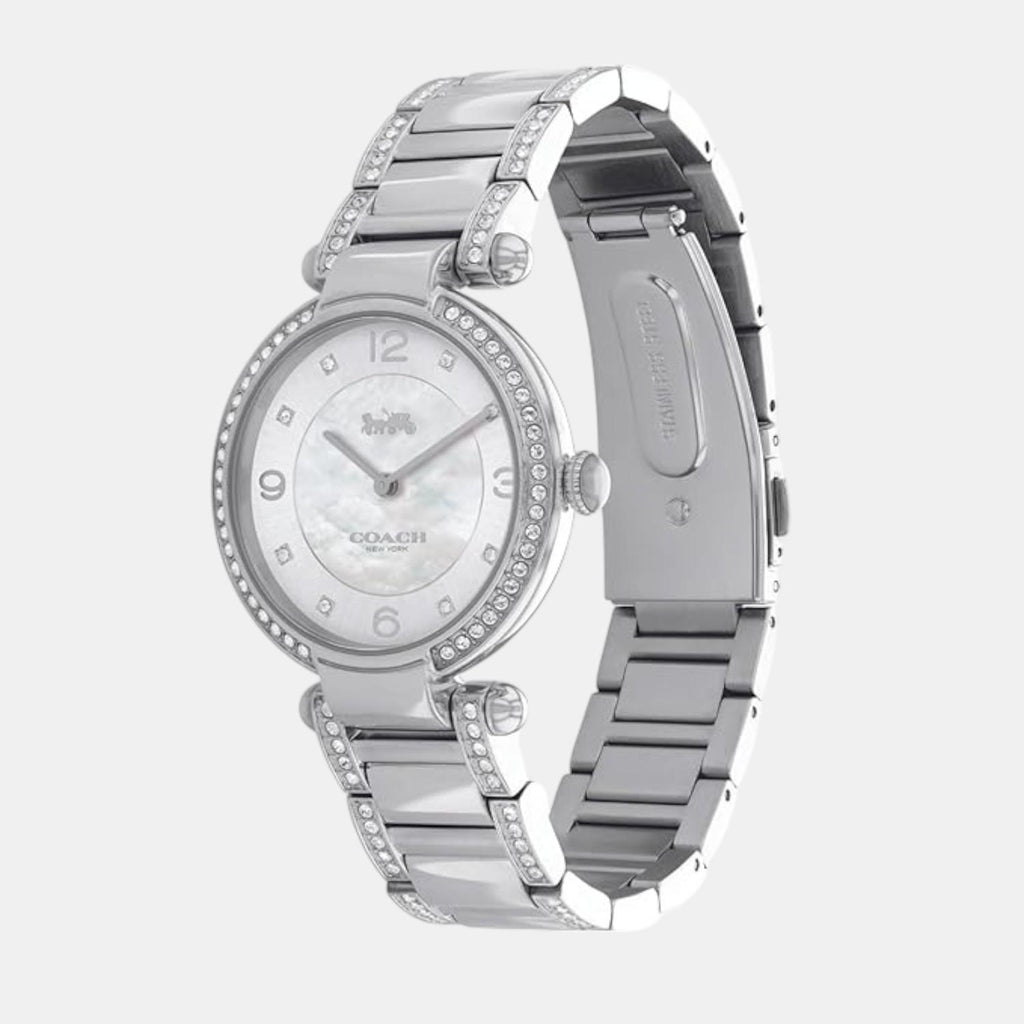 Cary Women Quartz Silver Mother Of Pearl Dial Analog Stainless Steel Watch 14503830