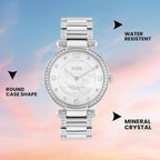 Cary Women Quartz Silver Mother Of Pearl Dial Analog Stainless Steel Watch 14503830
