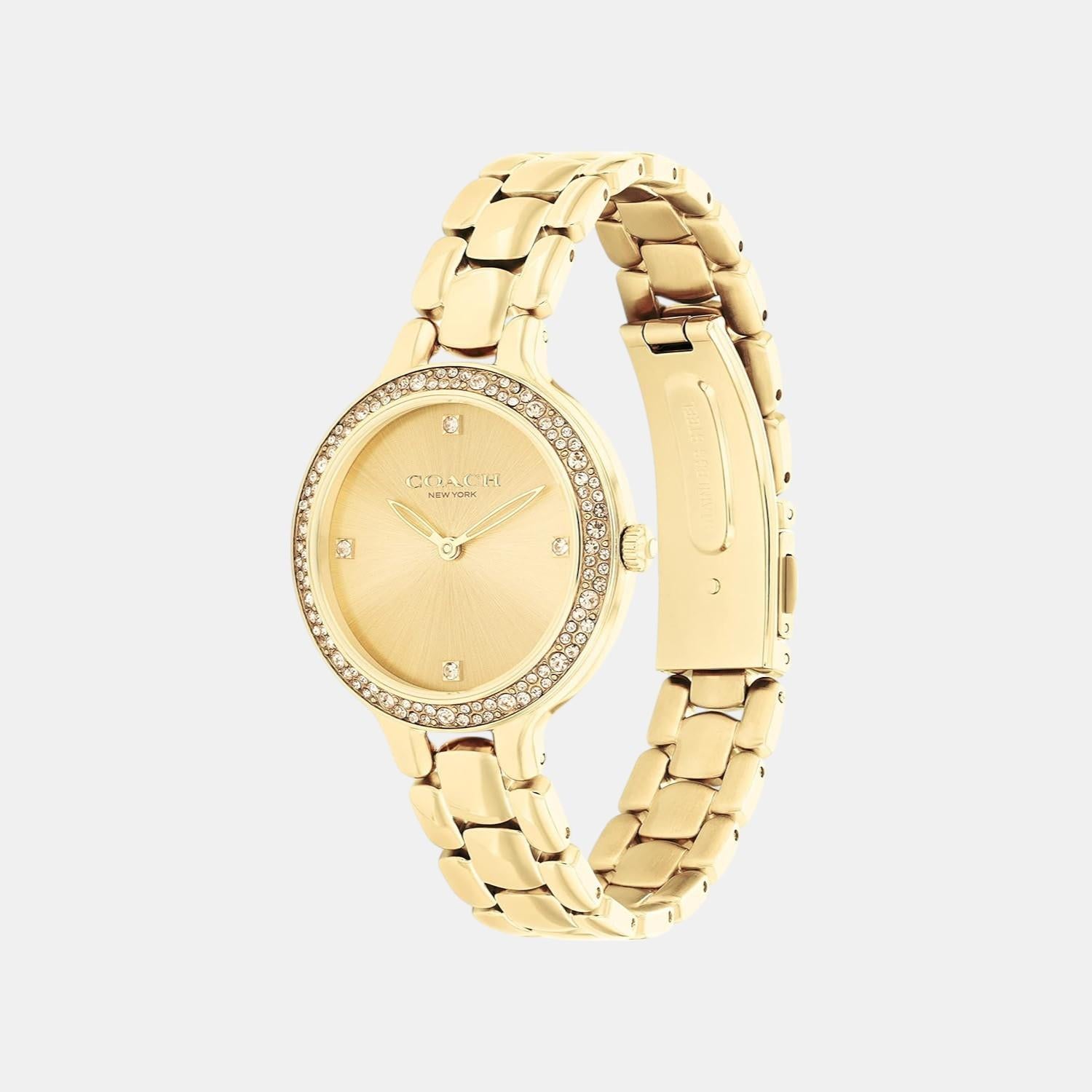 Chelsea Women Quartz Thin Gold Dial Analog Stainless Steel Watch 14504125