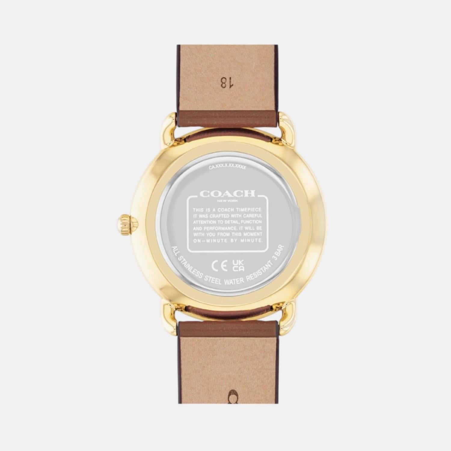 Elliot Women Quartz Silver & White Dial Analog Leather Watch 14504206