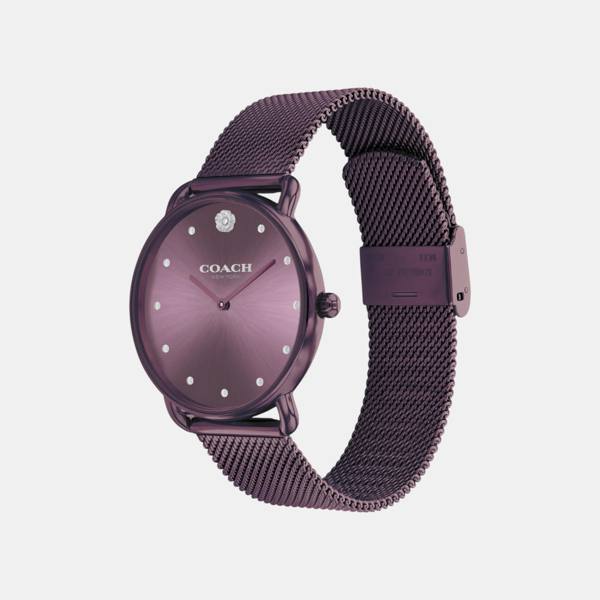 Elliot Women Quartz Purple Dial Analog Mesh Watch 14504211