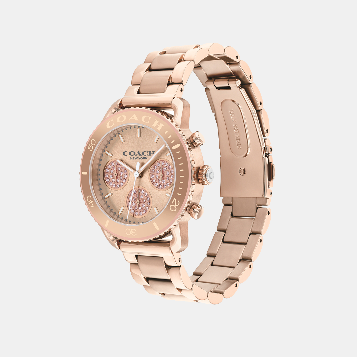 Coach Cruiser Women Quartz Rose Gold Dial Chronograph Stainless Steel Watch 14504255