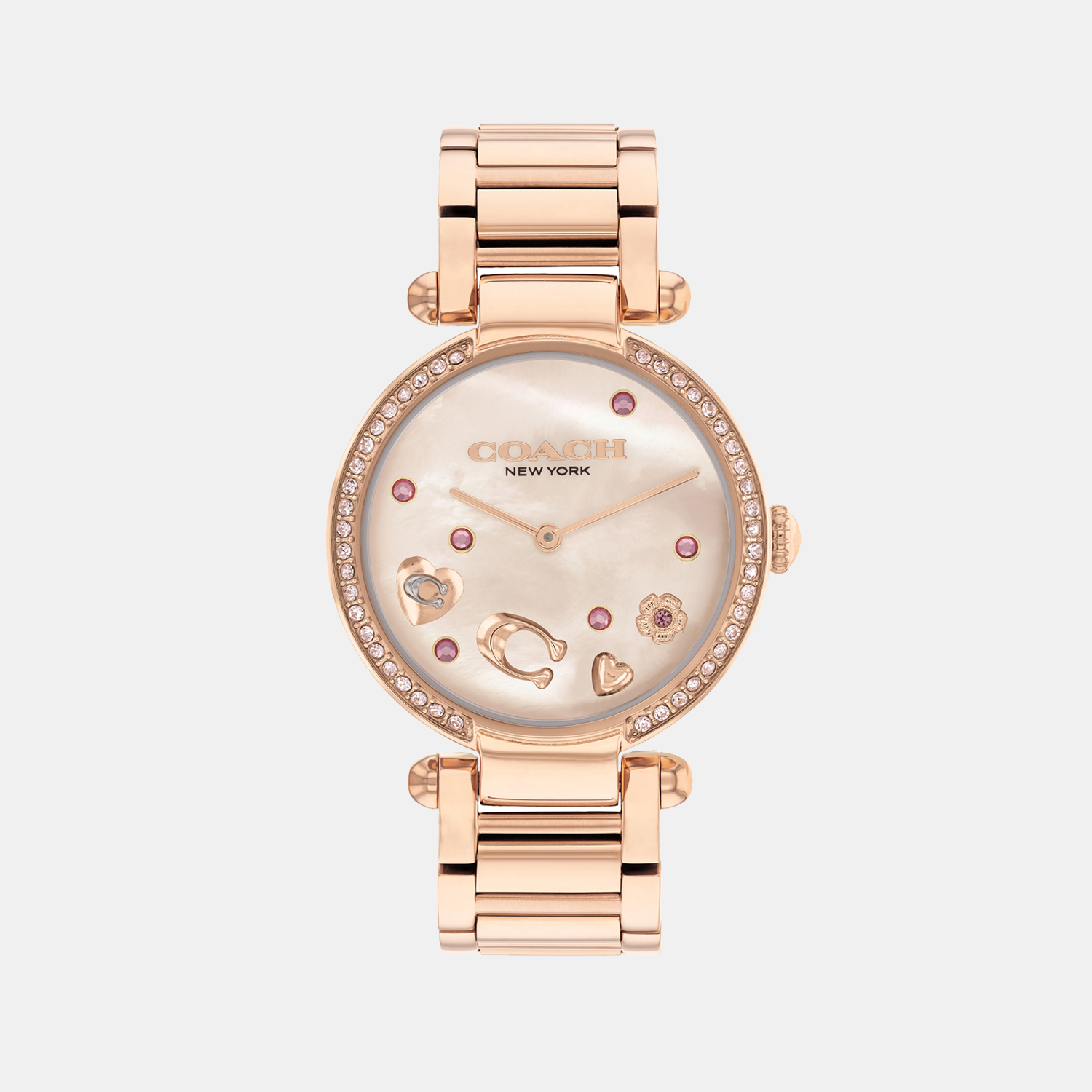 Coach Round Pink Mother Of Pearl Analog watch
