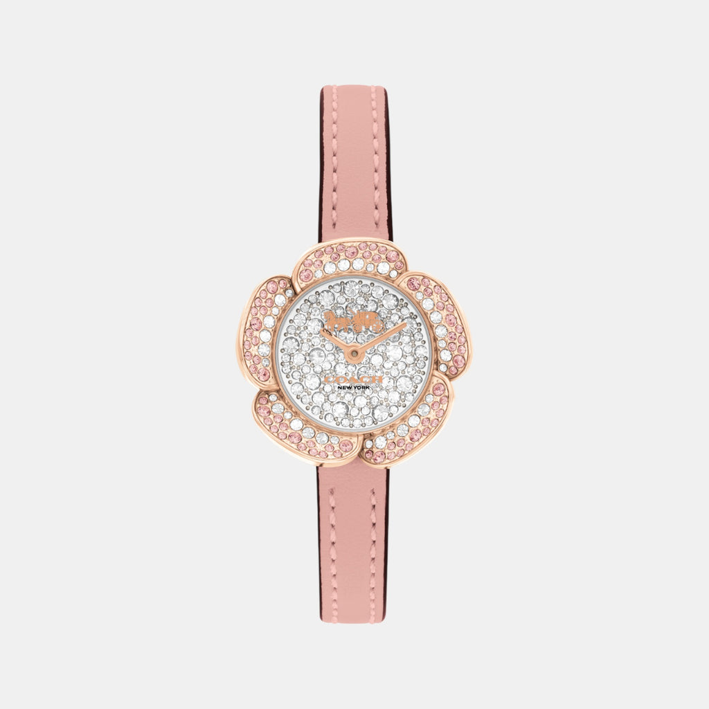 Tearose Women Quartz Gold Dial Analog Leather Watch 14504323