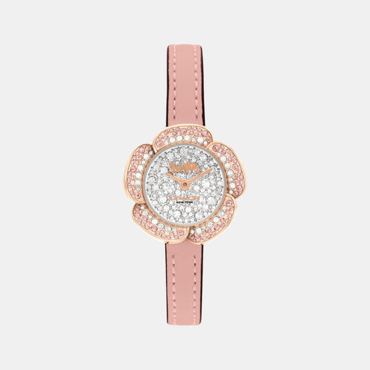 Tearose Women Quartz Gold Dial Analog Leather Watch 14504323