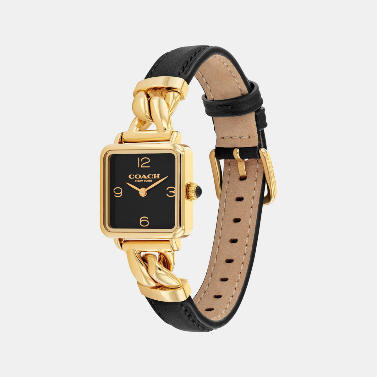 Cass Women Quartz Black Dial Analog Leather Watch 14504356