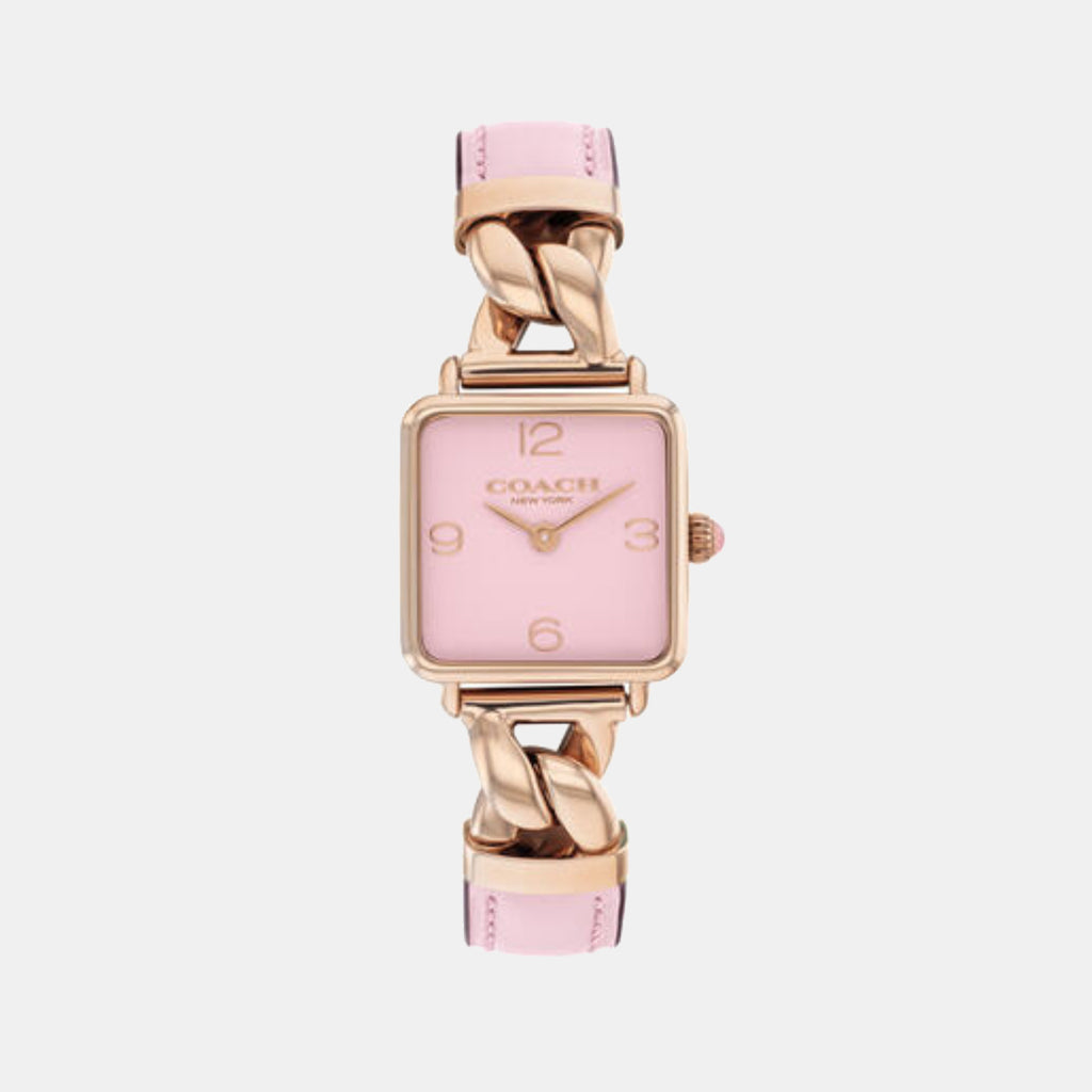 Cass Women Quartz Blush Dial Analog Calf Watch 14504357