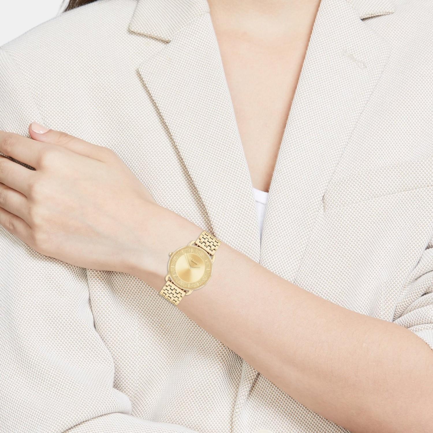 Elliot Women Quartz Gold Dial Analog Stainless Steel Watch 14504374