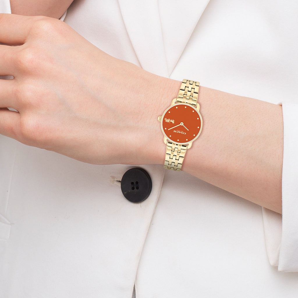 Elliot Women Quartz Orange Dial Analog Stainless Steel Watch 14504446