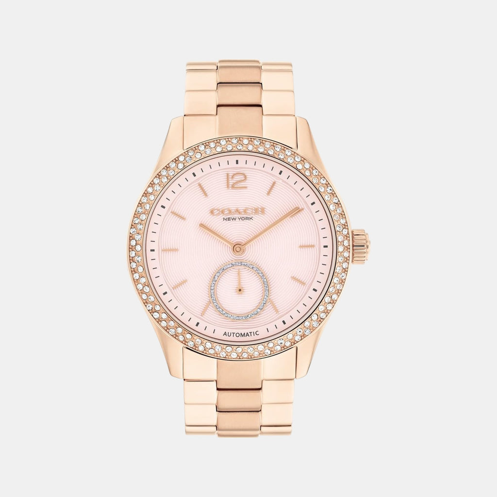 Brooks Women Automatic Pink Dial Analog Stainless Steel Watch 14504488