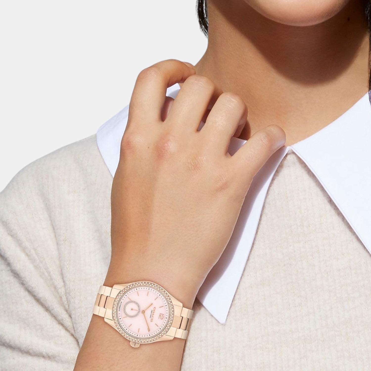 Brooks Women Automatic Pink Dial Analog Stainless Steel Watch 14504488