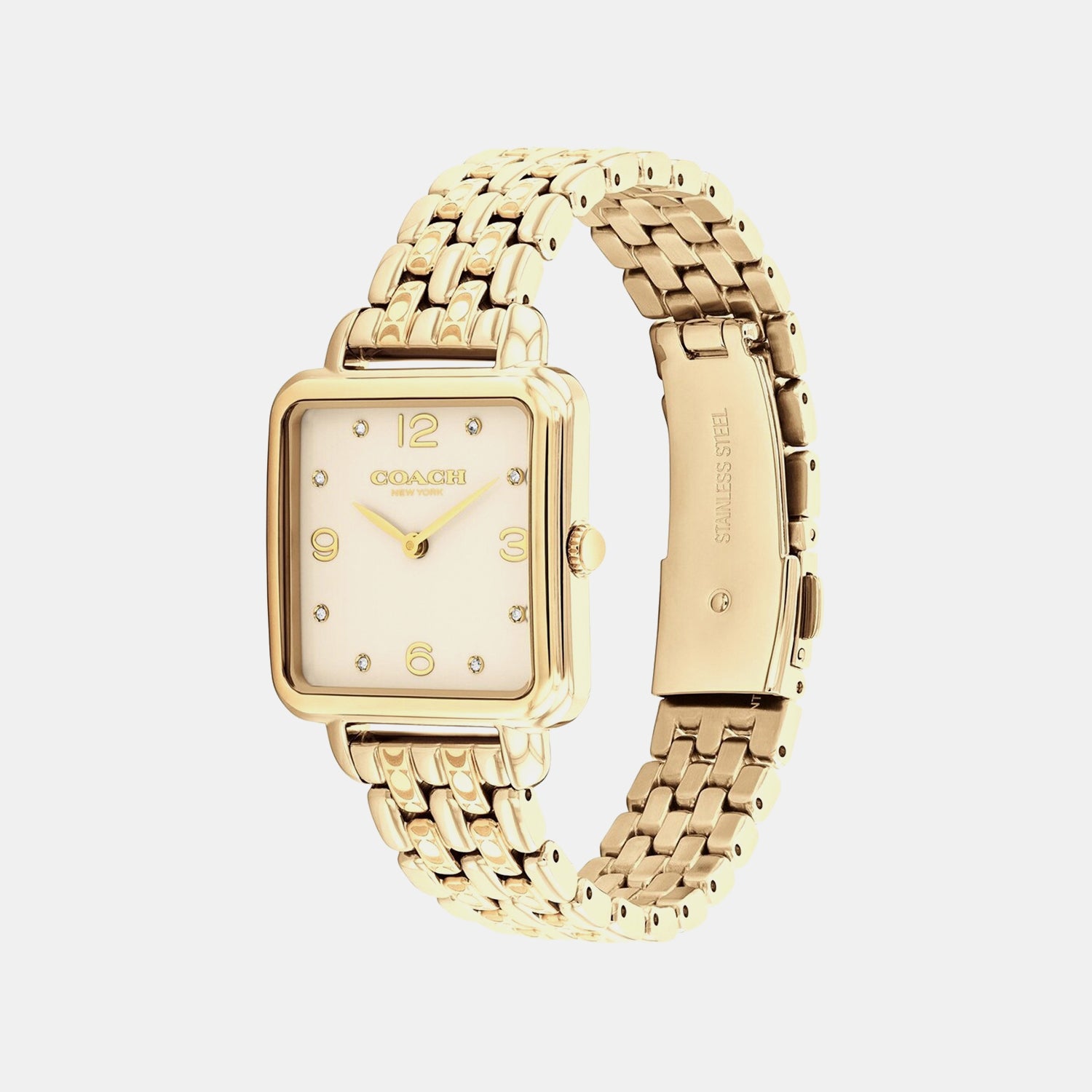 Cass Women Quartz Champagne Dial Analog Stainless Steel Watch 14504495