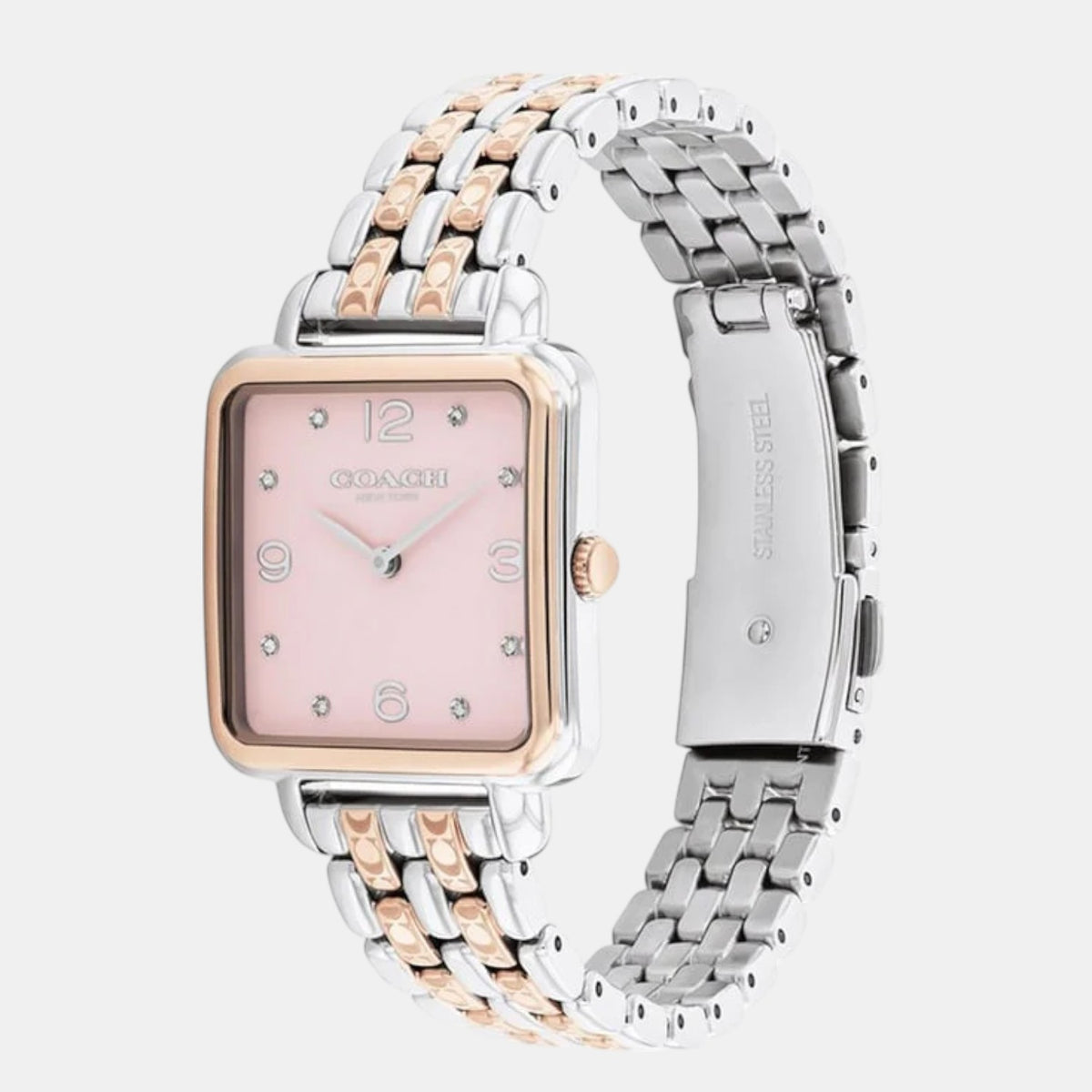 Cass Women Quartz Pink Dial Analog Stainless Steel Watch 14504497