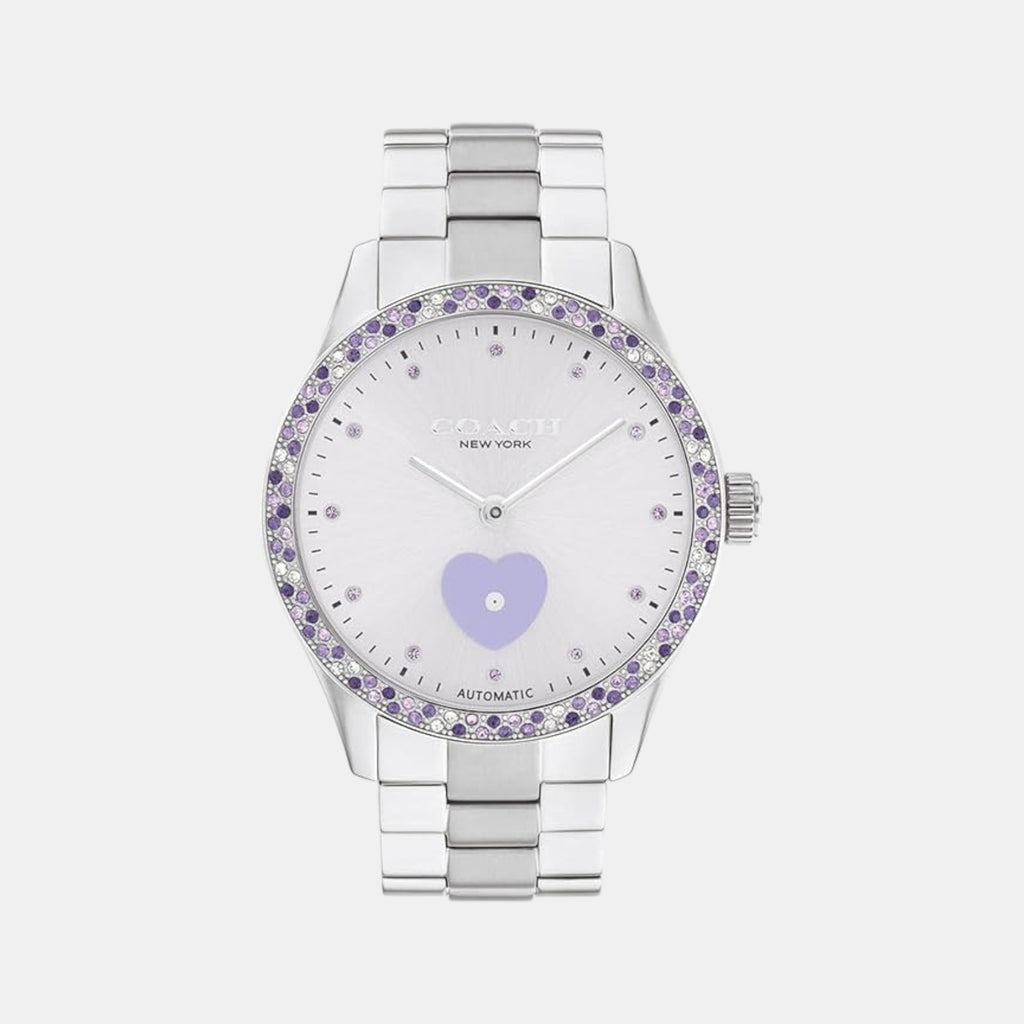 Brooks Women Automatic Lavender Dial Analog Stainless Steel Watch 14504522