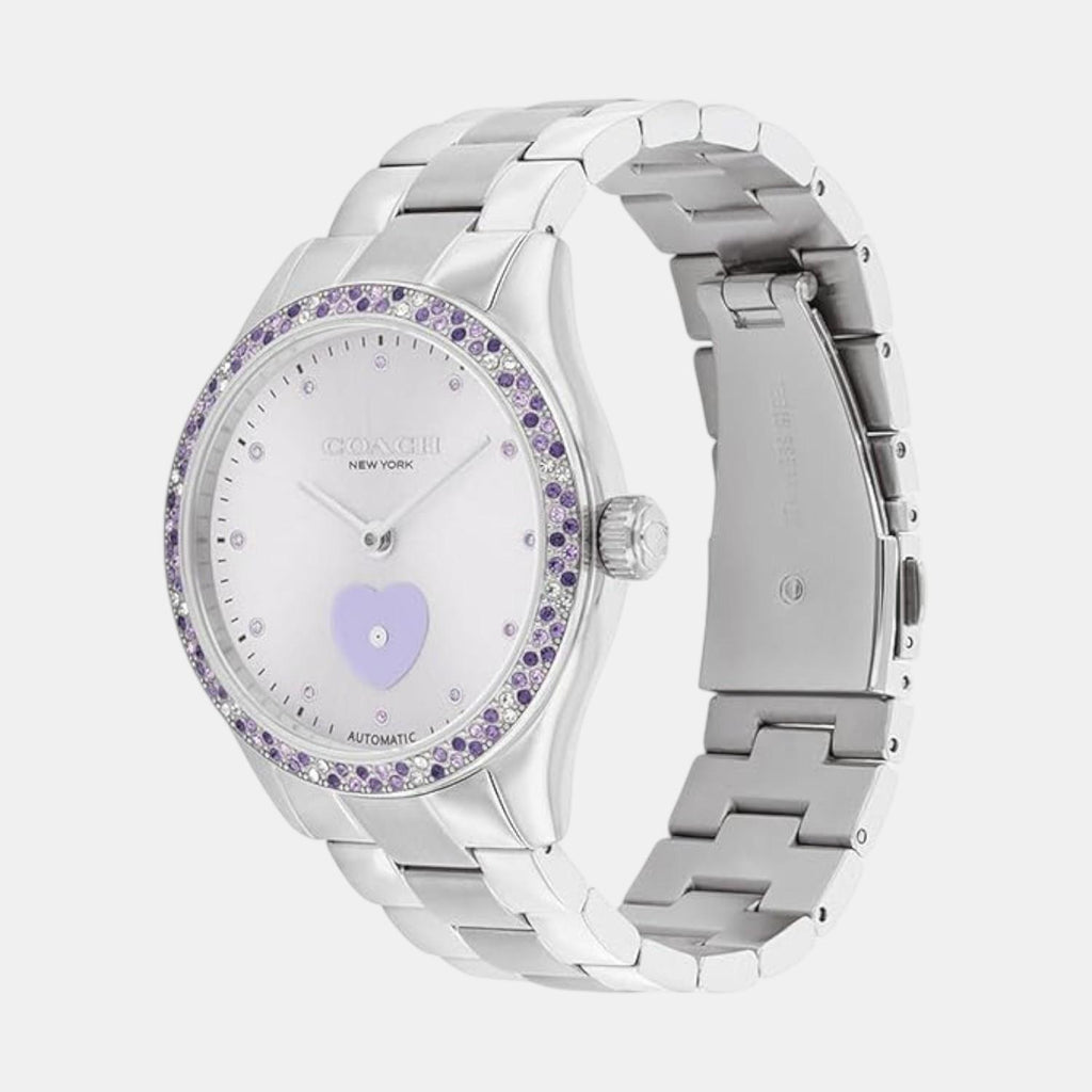 Brooks Women Automatic Lavender Dial Analog Stainless Steel Watch 14504522