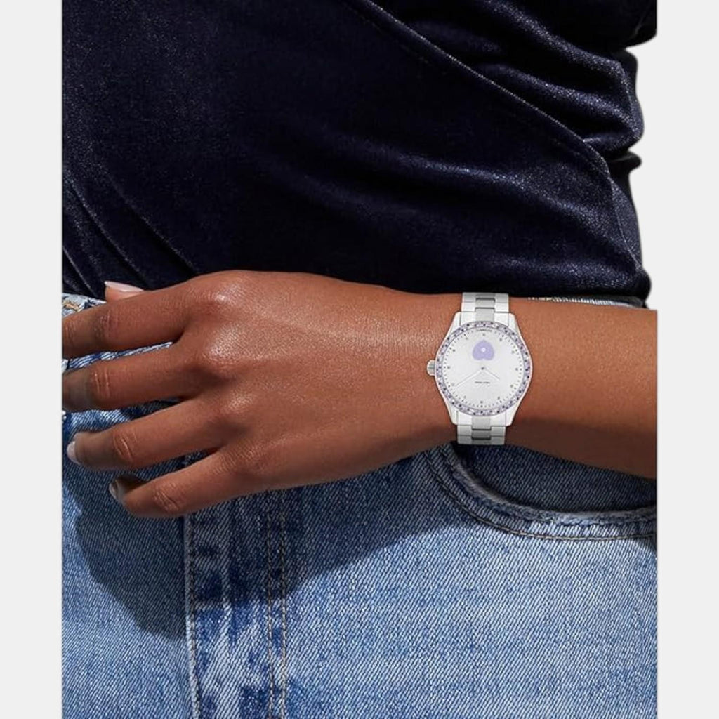 Brooks Women Automatic Lavender Dial Analog Stainless Steel Watch 14504522