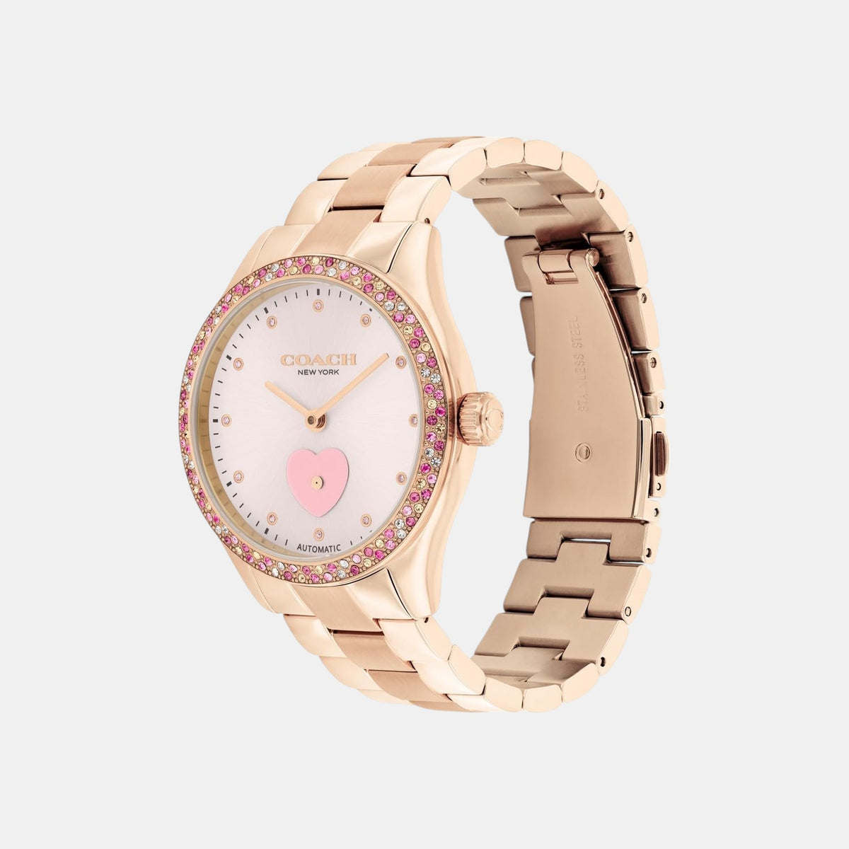 Brooks Women Automatic Pink Dial Analog Stainless Steel Watch 14504523