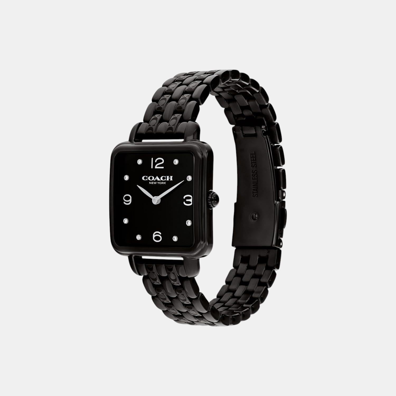 Cass Women Quartz Black Dial Analog Stainless Steel Watch 14504533