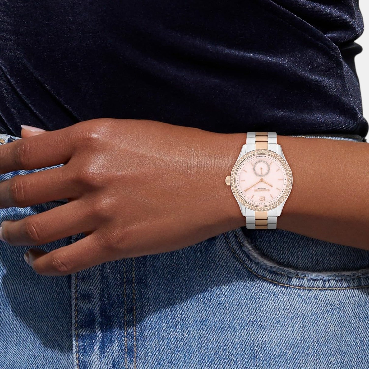 Brooks Women Automatic Pink Dial Analog Stainless Steel Watch 14504536