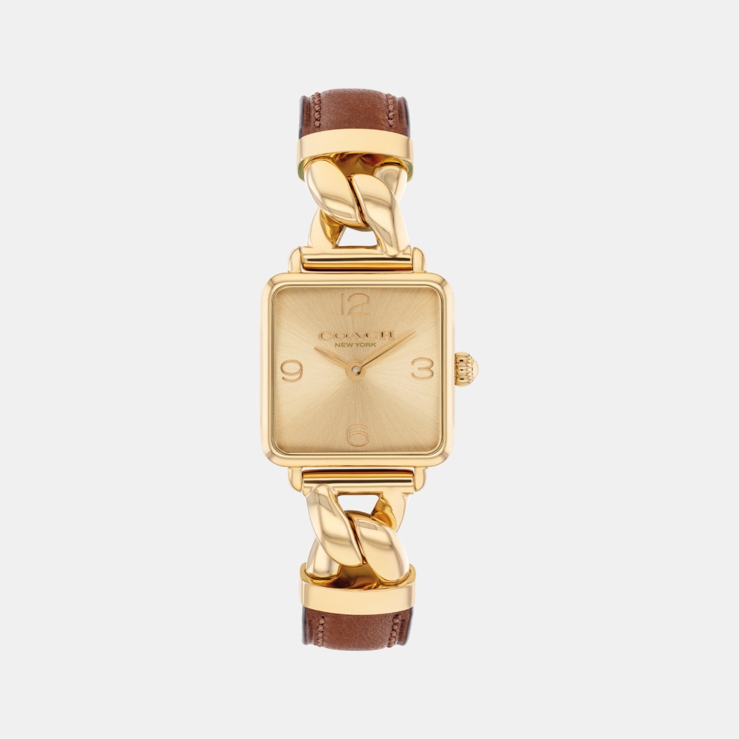 Cass Women Quartz Gold Sunray Dial Analog Calfskin Watch 14504555