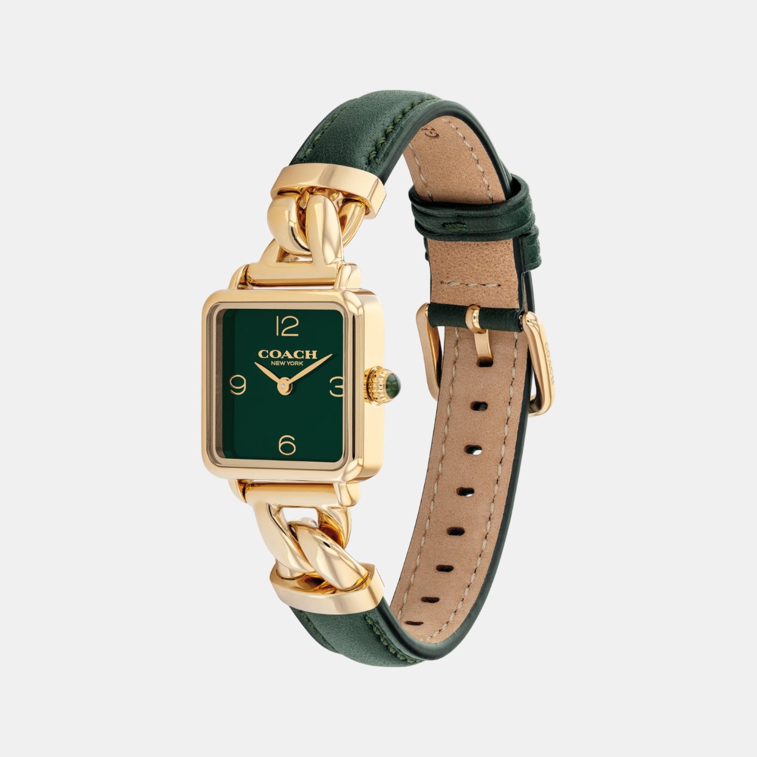 Cass Women Quartz Dark Green Dial Analog Calfskin Watch 14504557