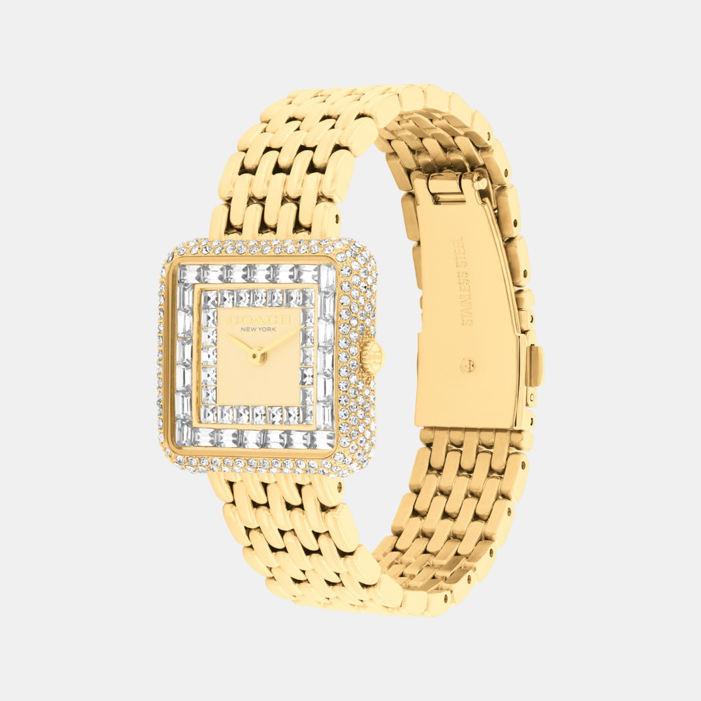 Cass Women Quartz Light Gold Dial Analog Stainless Steel Watch 14504576